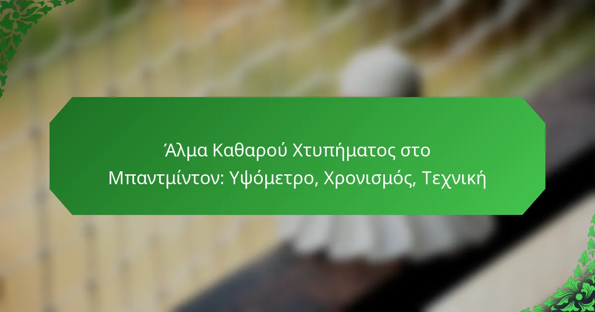 Άλμα Καθαρού Χτυπήματος στο Μπαντμίντον: Υψόμετρο, Χρονισμός, Τεχνική