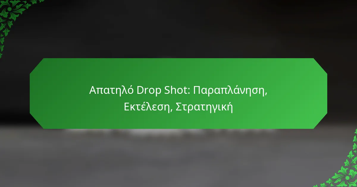 Απατηλό Drop Shot: Παραπλάνηση, Εκτέλεση, Στρατηγική