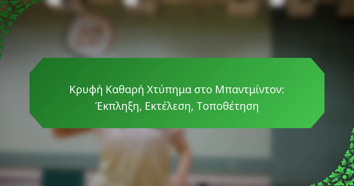 Κρυφή Καθαρή Χτύπημα στο Μπαντμίντον: Έκπληξη, Εκτέλεση, Τοποθέτηση