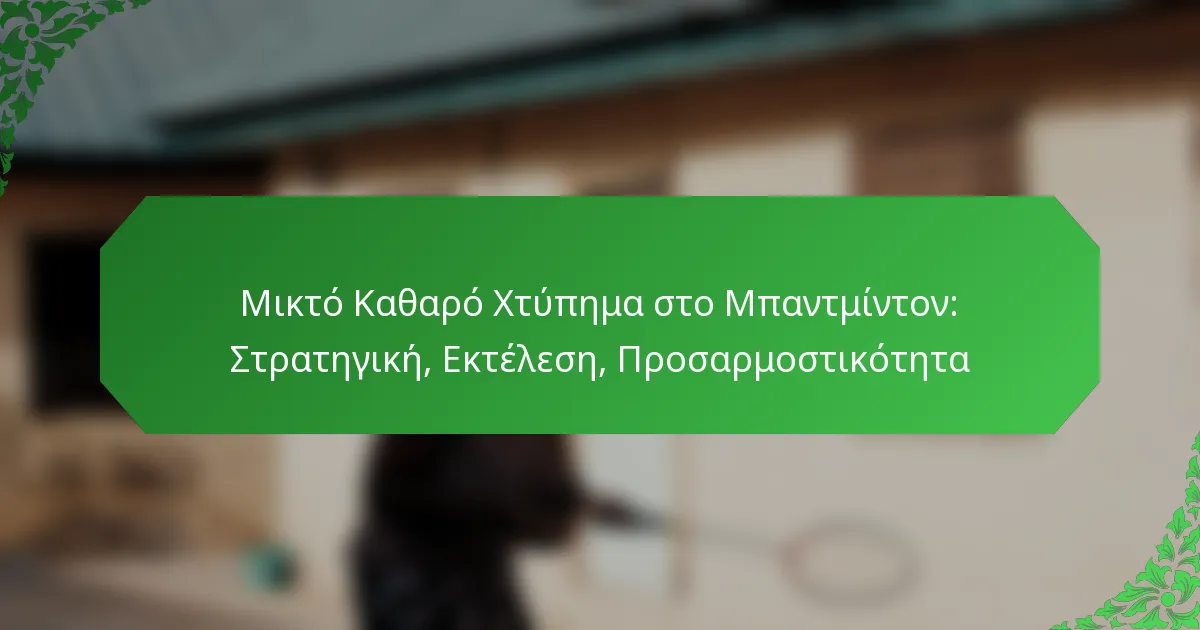 Μικτό Καθαρό Χτύπημα στο Μπαντμίντον: Στρατηγική, Εκτέλεση, Προσαρμοστικότητα