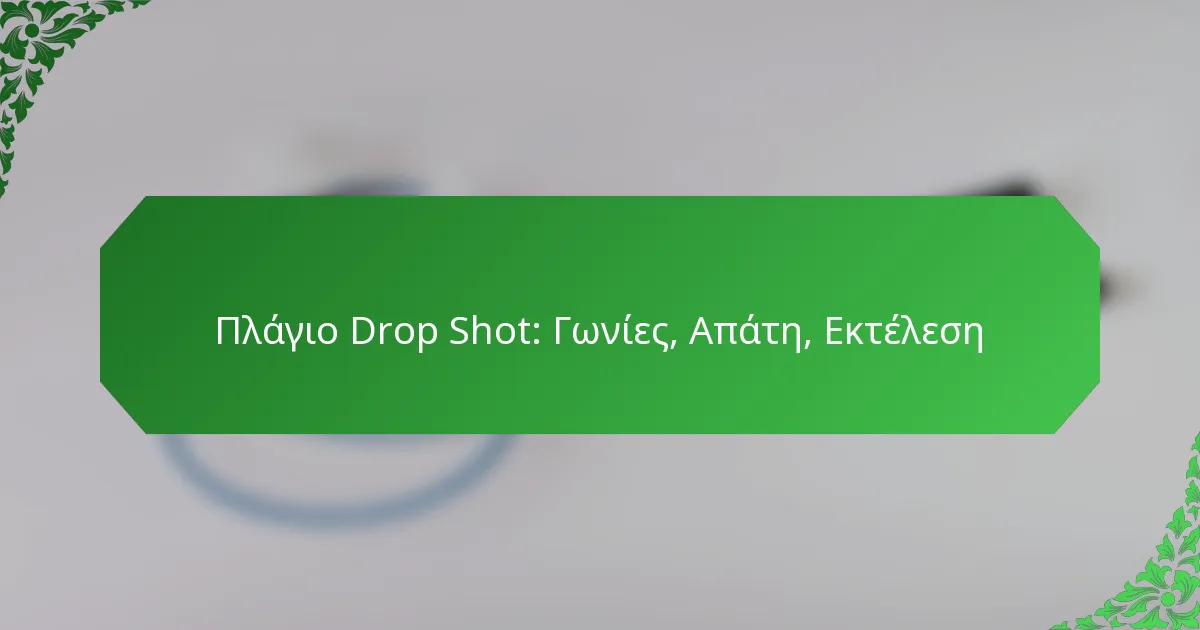 Πλάγιο Drop Shot: Γωνίες, Απάτη, Εκτέλεση