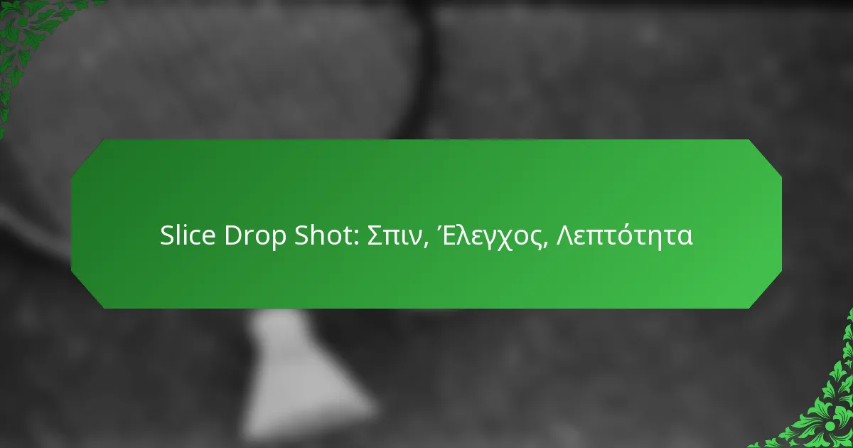 Slice Drop Shot: Σπιν, Έλεγχος, Λεπτότητα