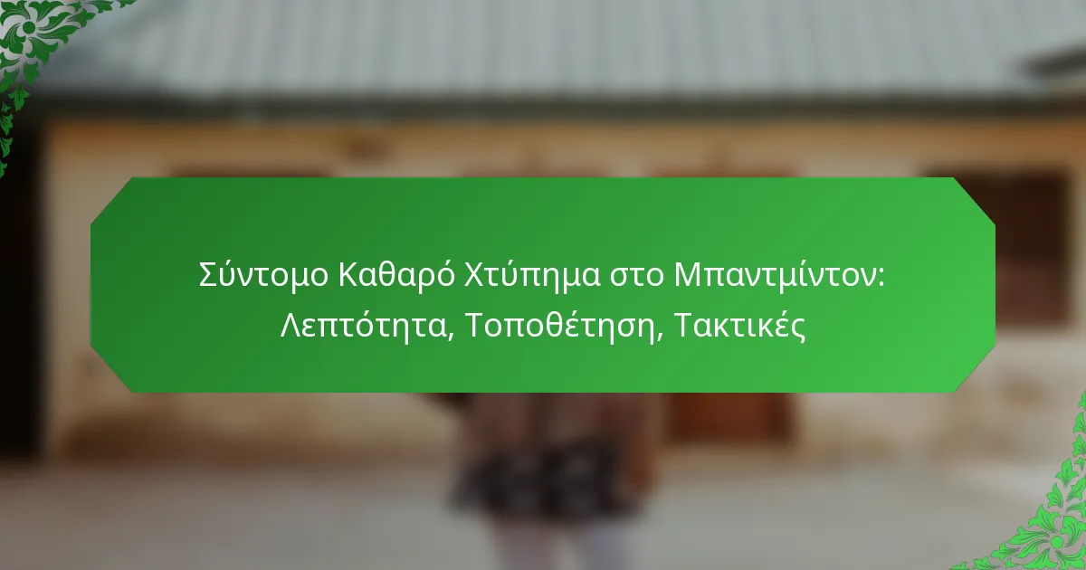 Σύντομο Καθαρό Χτύπημα στο Μπαντμίντον: Λεπτότητα, Τοποθέτηση, Τακτικές