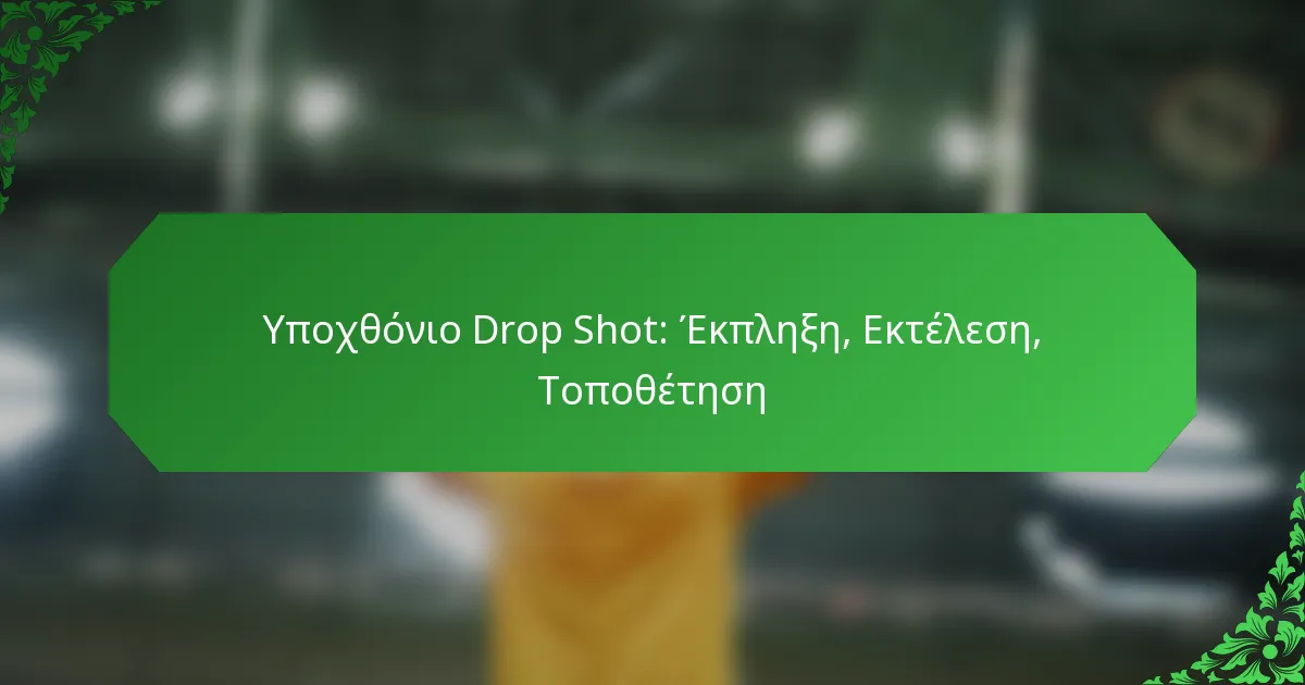 Υποχθόνιο Drop Shot: Έκπληξη, Εκτέλεση, Τοποθέτηση